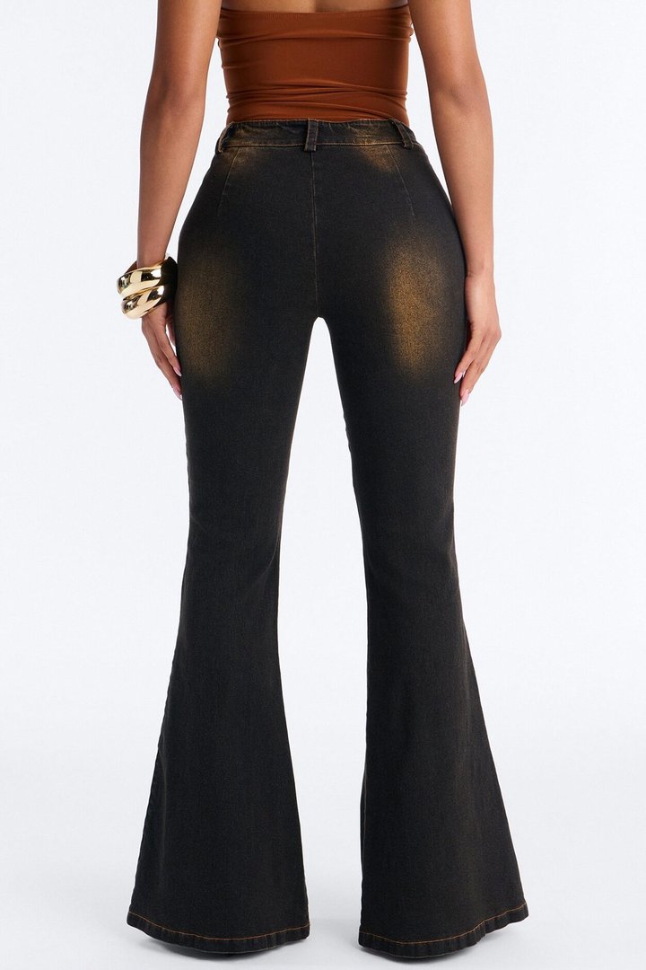 Blake Low Rise Washed Flare Pant 33″ - Black Wash