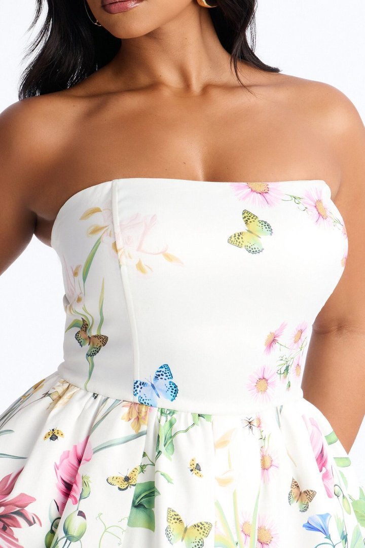 See Me Blossom Floral Mini Dress - White/combo