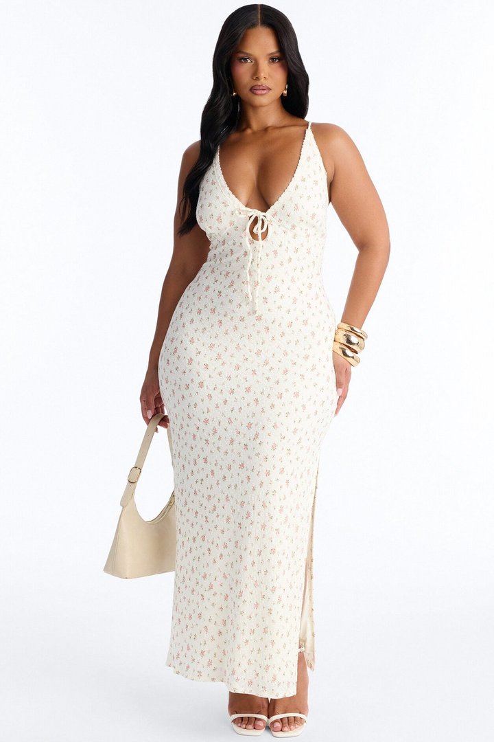 Iliana Floral Lace Maxi Dress - White/combo