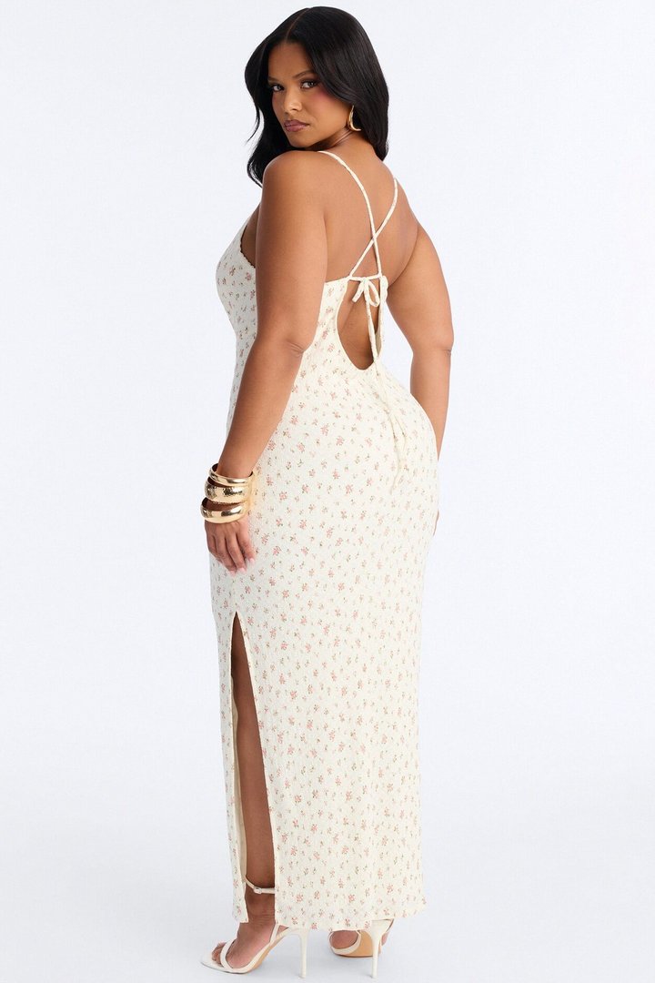 Iliana Floral Lace Maxi Dress - White/combo
