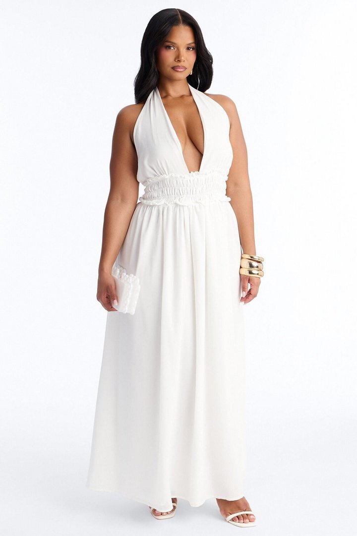 Lauryn Halter Chiffon Maxi Dress - White