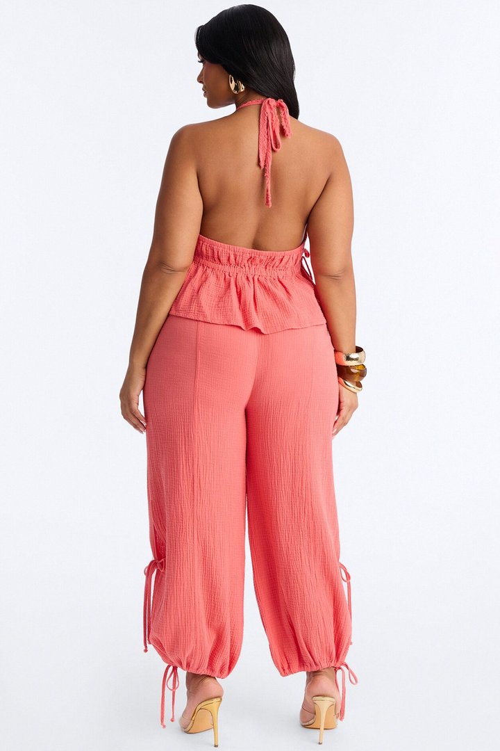Azuki Balloon Pant Set - Coral