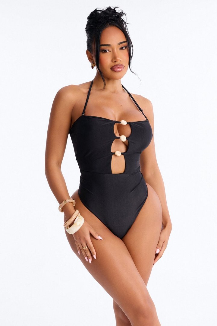 Palm Tree Perfection 1 Piece Swimsuit - Black