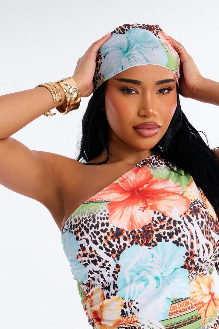 More Than That Boyshort Bikini With Scarf - Orange/combo