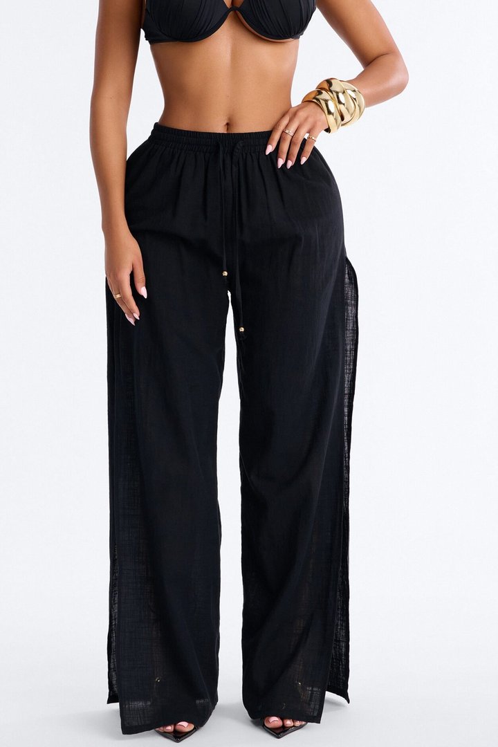 Kamila High Slits Cover Up Pants - Black