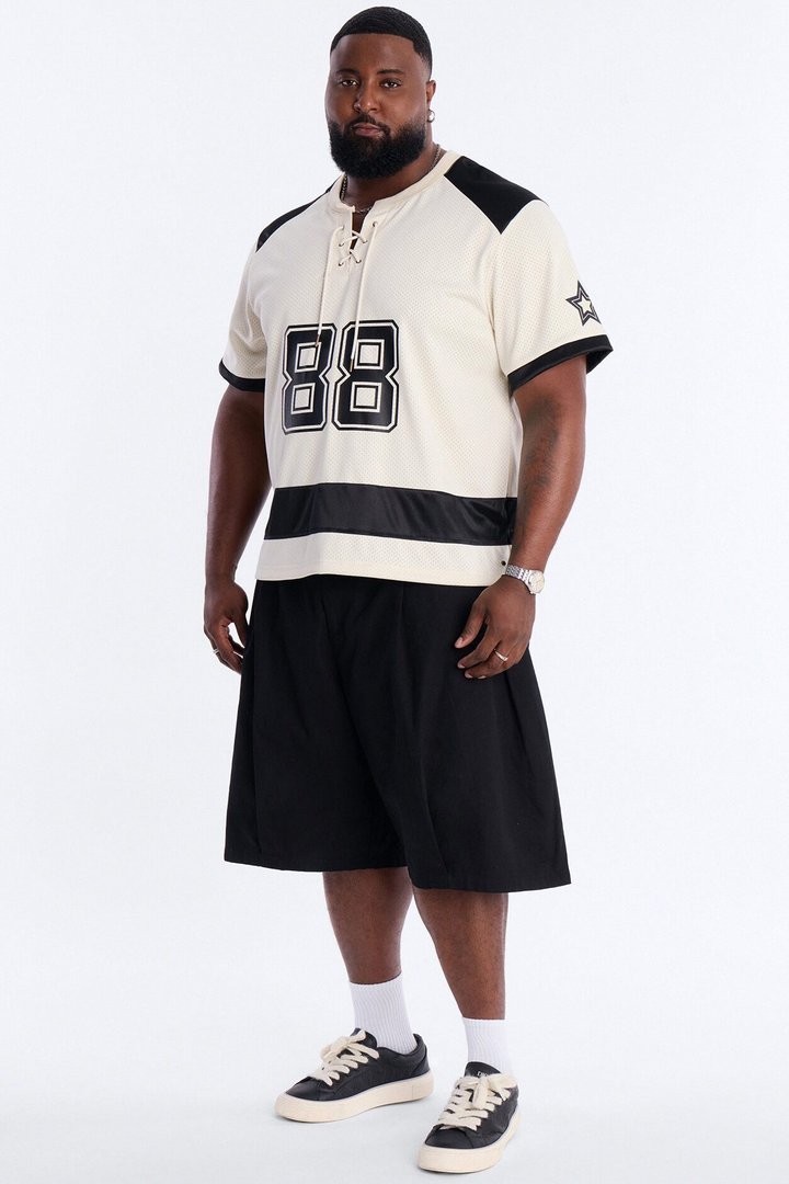 Relaxed Good Times Retro Varsity Jersey - Cream