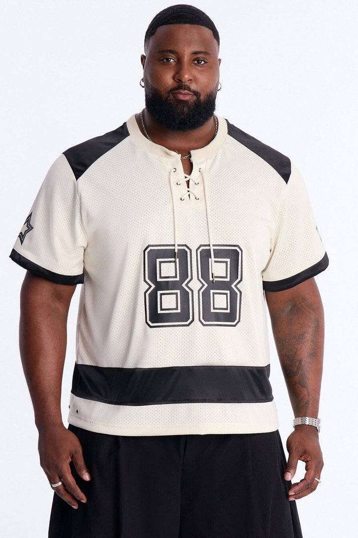 Relaxed Good Times Retro Varsity Jersey - Cream