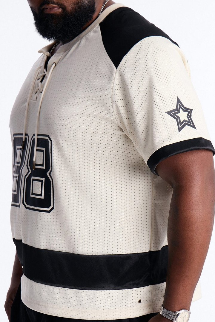 Relaxed Good Times Retro Varsity Jersey - Cream