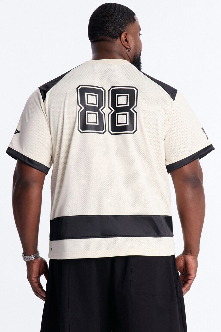 Relaxed Good Times Retro Varsity Jersey - Cream