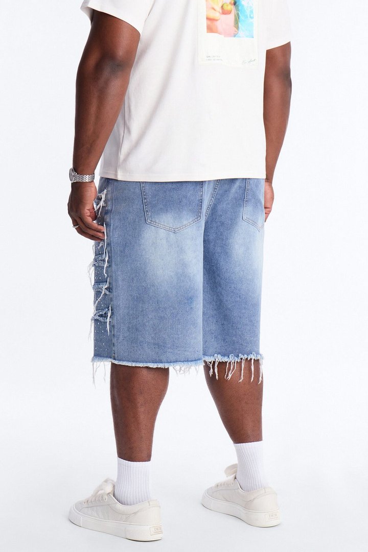 Relaxed Jeweled Havoc Denim Short - Light Wash