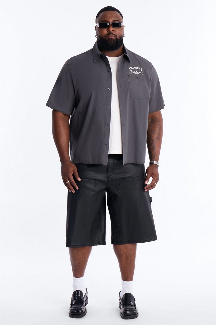 Baggy Liquid Coated Waxed Short - Black