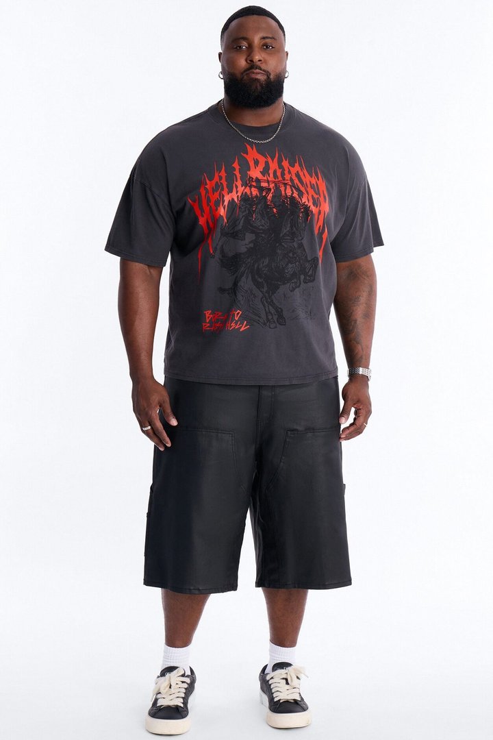 Hell Raiser Vintage Boxy Short Sleeve Tee - Black Wash