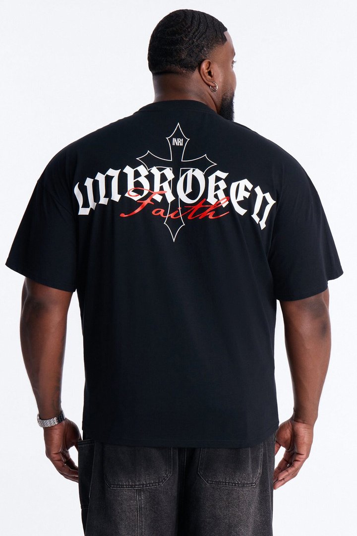 Unbroken Faith Heavy Weight Boxy Short Sleeve Tee - Black