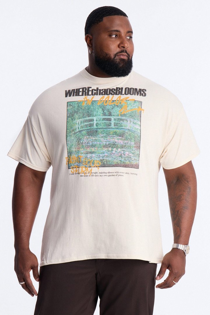 Monet Where Chaos Blooms Short Sleeve Tee - Natural