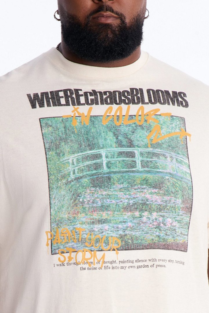 Monet Where Chaos Blooms Short Sleeve Tee - Natural