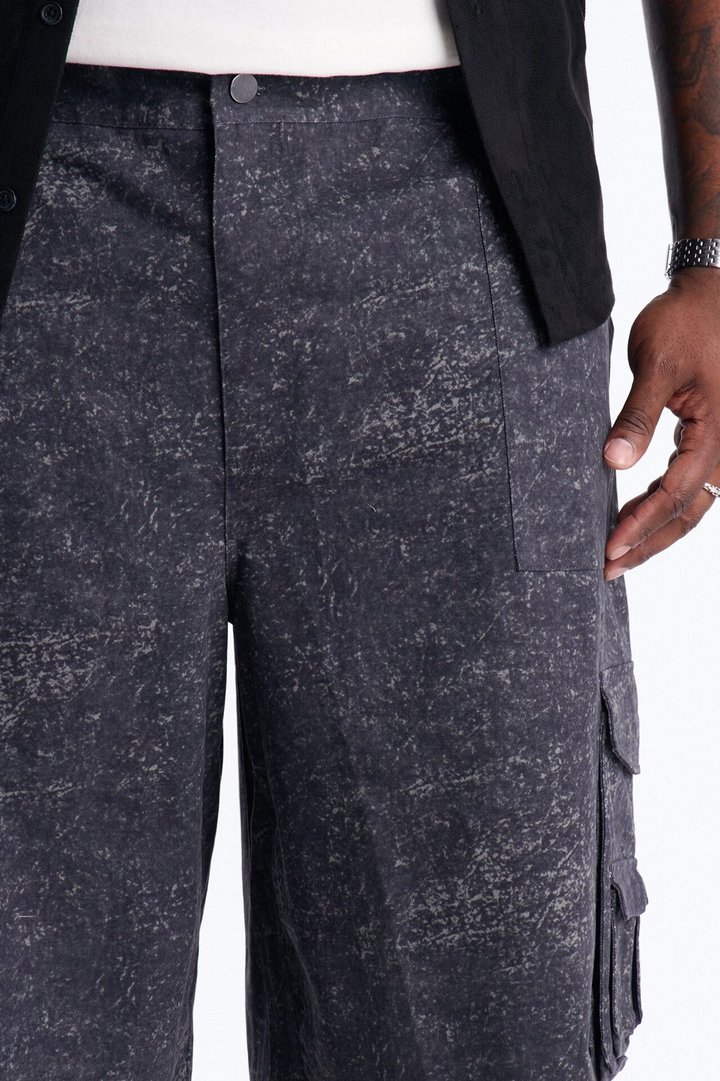 Baggy Mental State Cargo Short - Charcoal