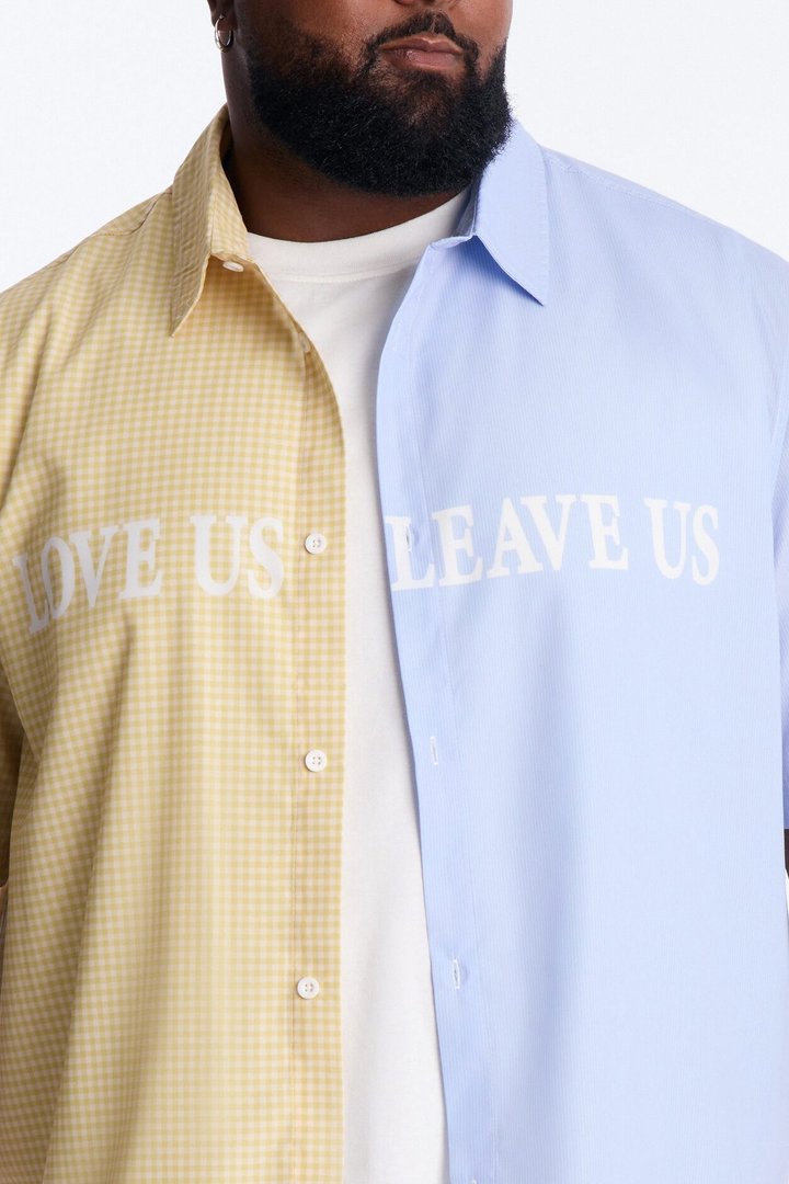 Relaxed Split Button Up Shirt - Yellow