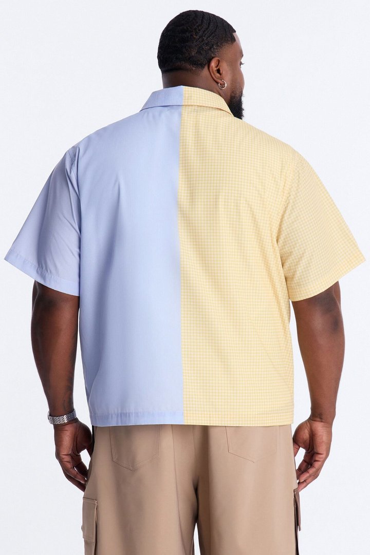 Relaxed Split Button Up Shirt - Yellow