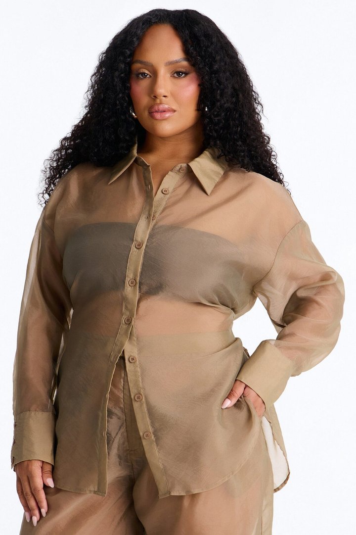 Celine Organza Lace Up Shirt - Olive