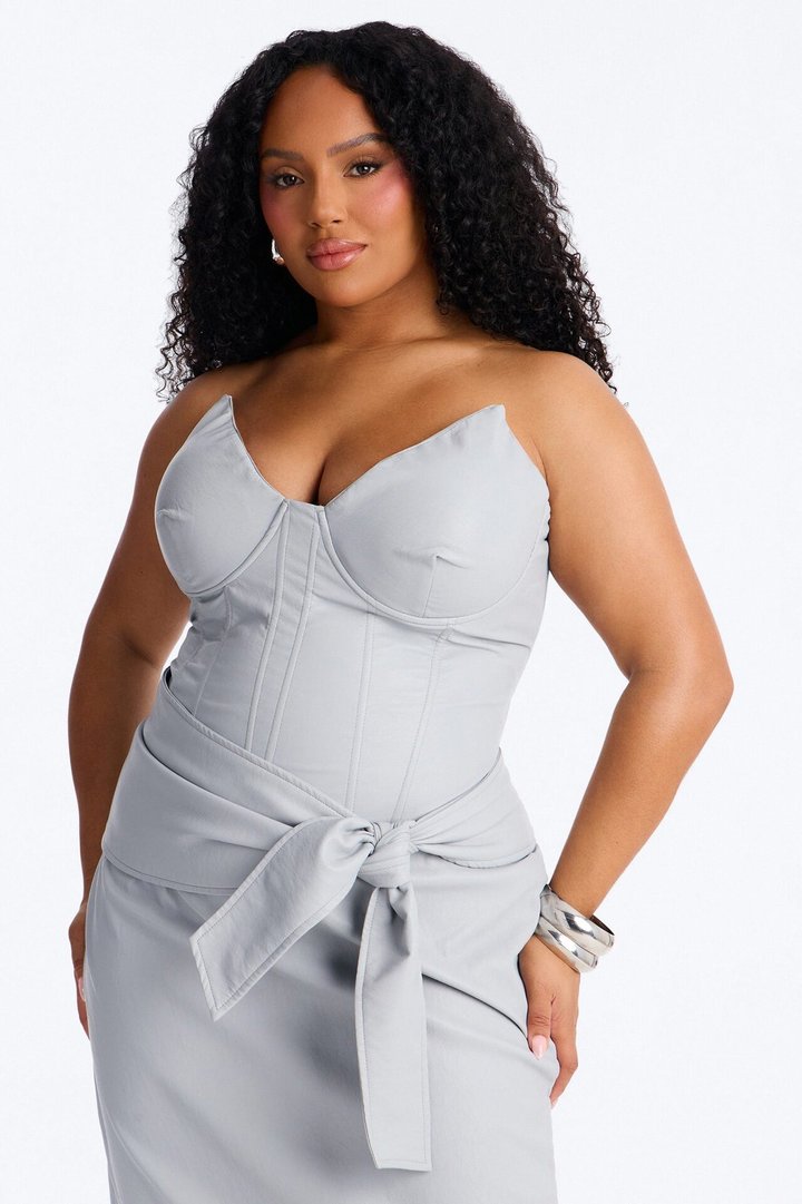 Siren Faux Leather Midi Dress - Light Blue