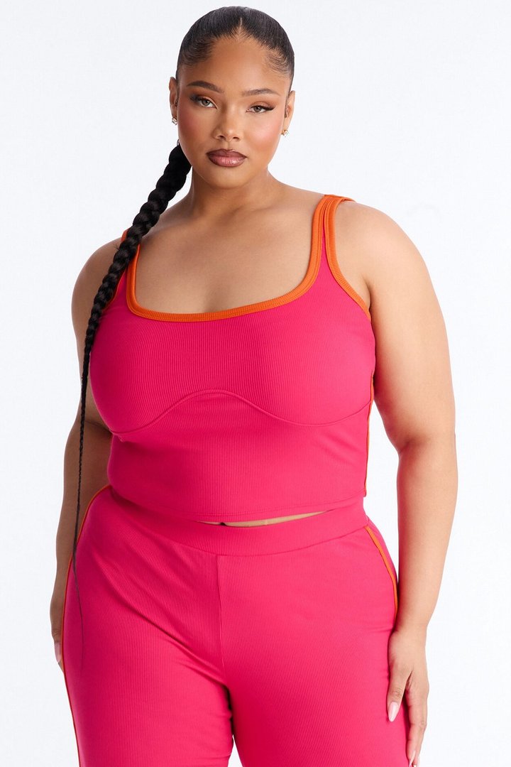 Mica Ribbed Pant Set - Fuchsia