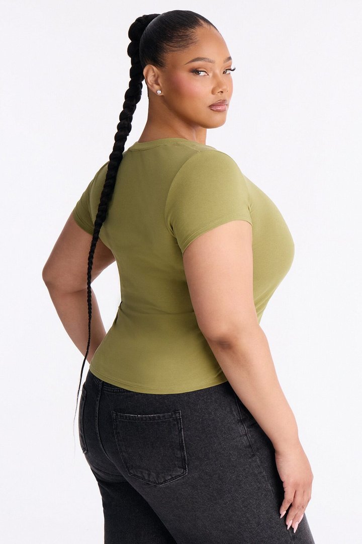 Alyssa Crew Neck Top - Olive