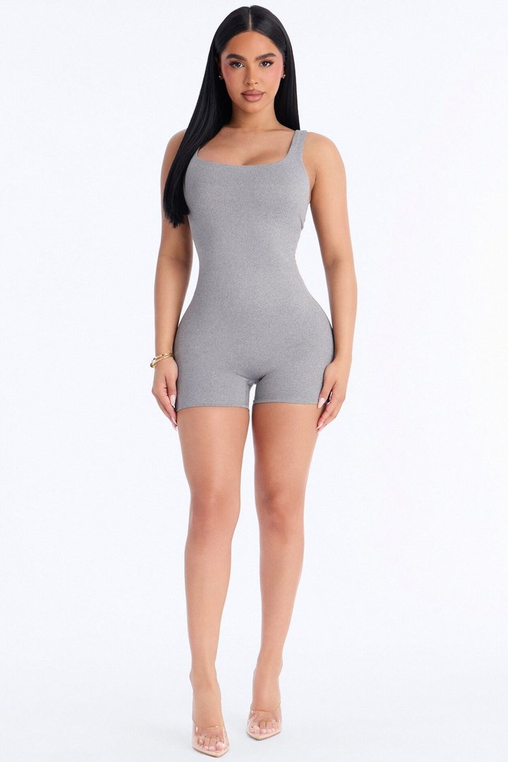 Full Form Double layer Romper - Charcoal