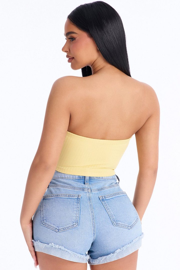 Masha Double Lined Ribbed Tube Top - Butter Yellow