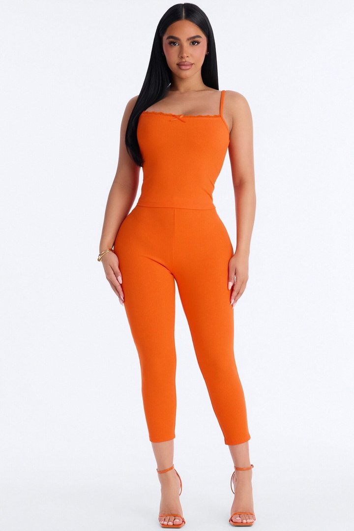 Stirling Snatched Capri Pant Set - Orange
