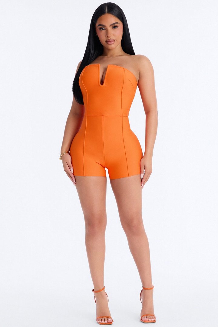Someone To You Bandage Romper - Orange