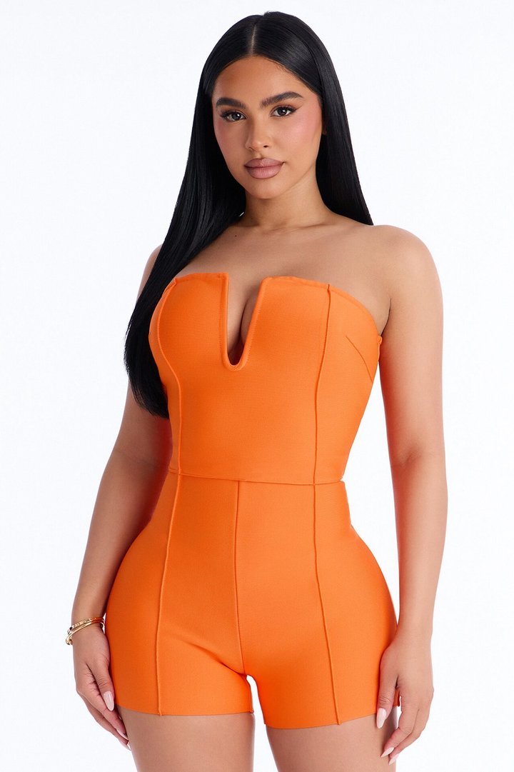 Someone To You Bandage Romper - Orange