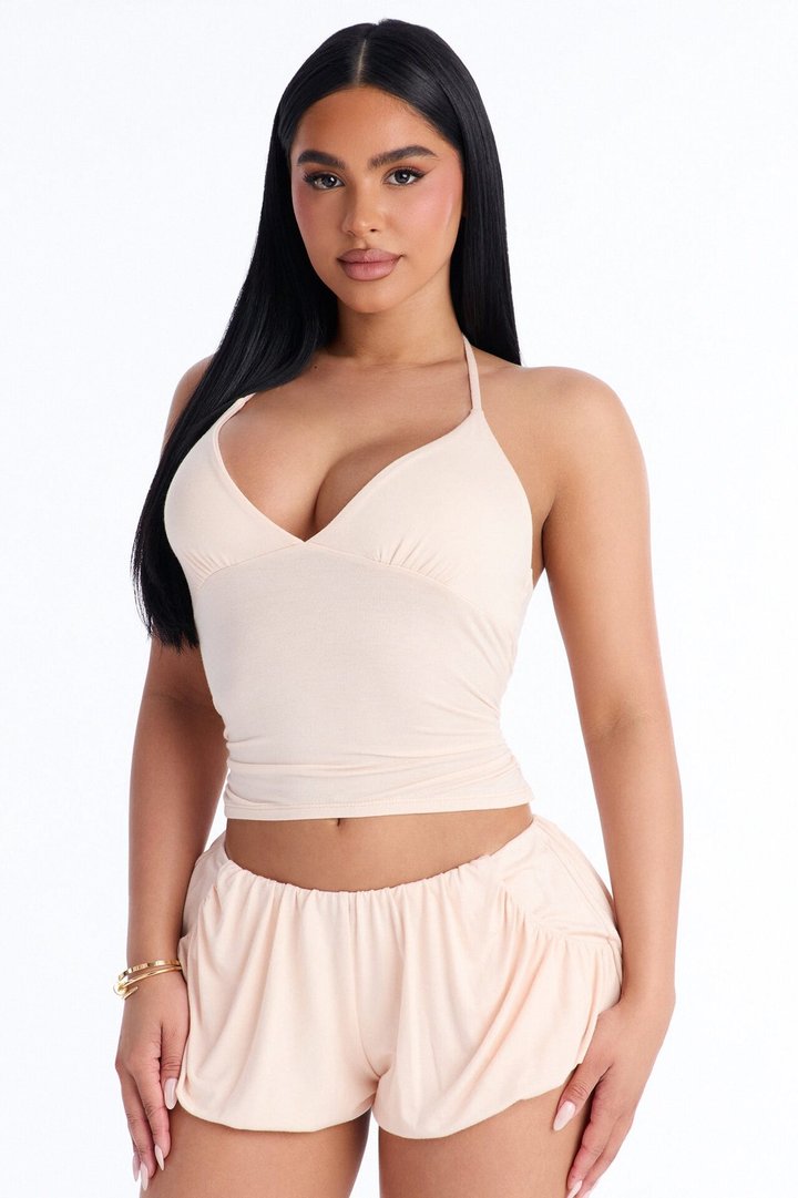 Kellie Halter Bubble Short Set - Blush