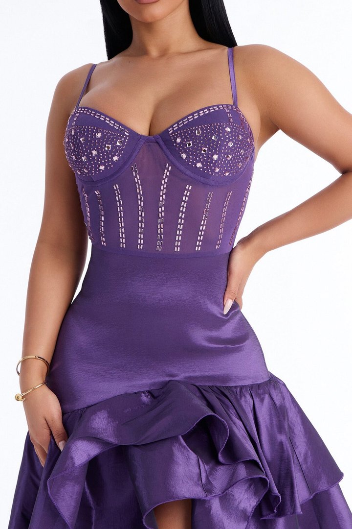 Blurred Memories Embellished Maxi Gown - Purple