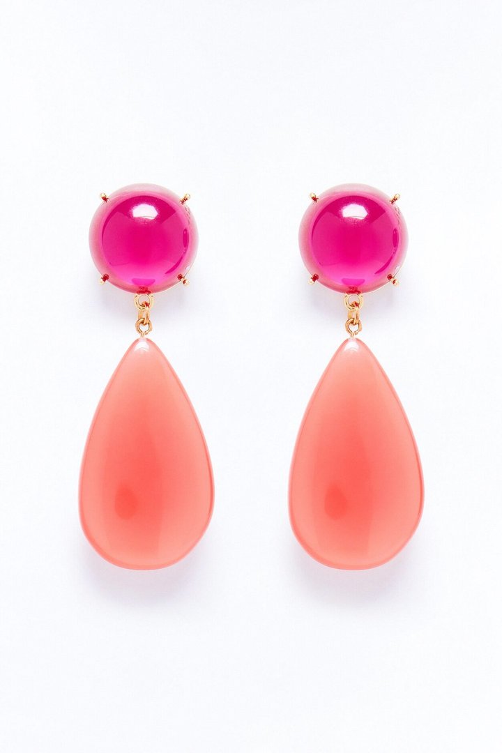 Strawberry Glaze Drop Earrings - Pink/combo
