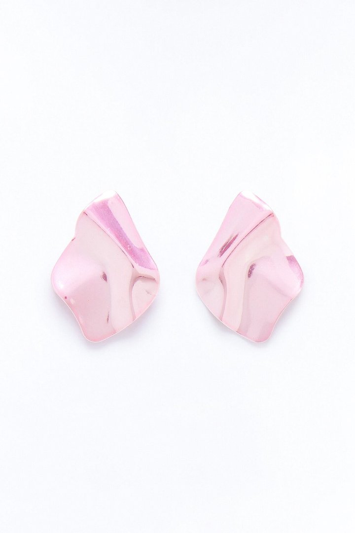 Slick Cut Abstract Drop Earrings - Pink
