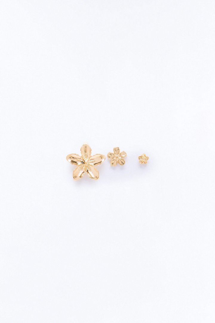 Aloha Flower 3 Pair Stud Earring Set - Gold