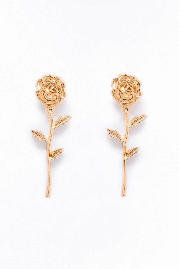 Everbloom Floral Drop Earrings - Gold