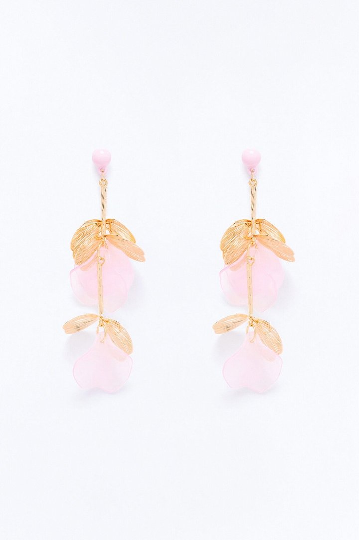 Got Me Blushing Drop Earrings - Gold/Pink