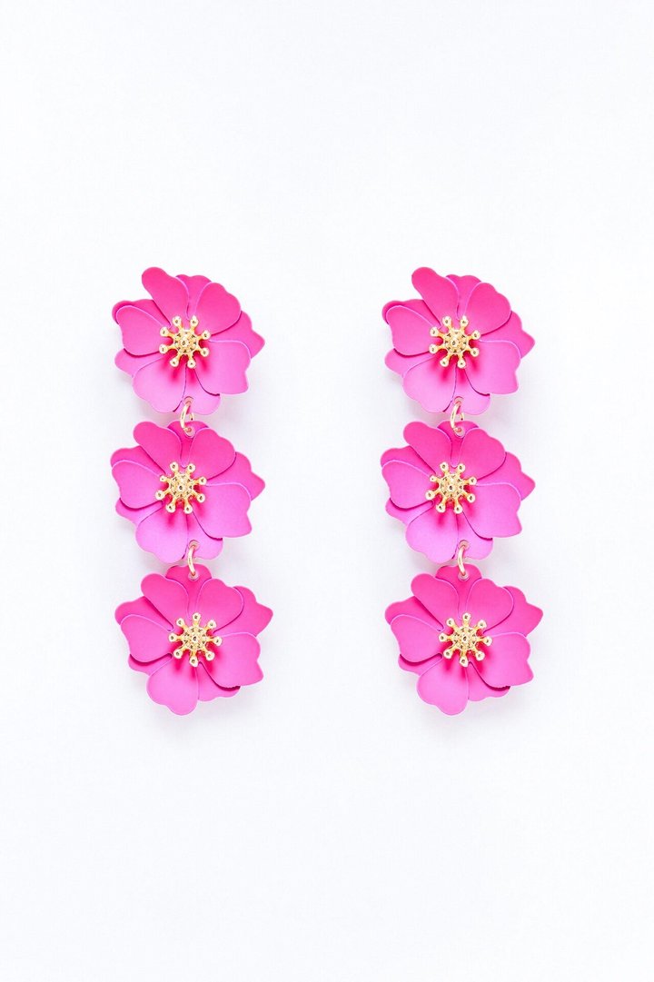 Rosy Radiance Drop Earrings - Pink