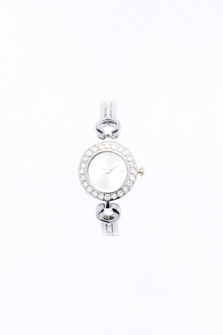 Don't Waste My Time Rhinestone Watch - Silver