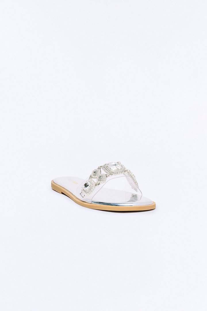 Pizzazz Jewel Rhinestone Sandals - Silver