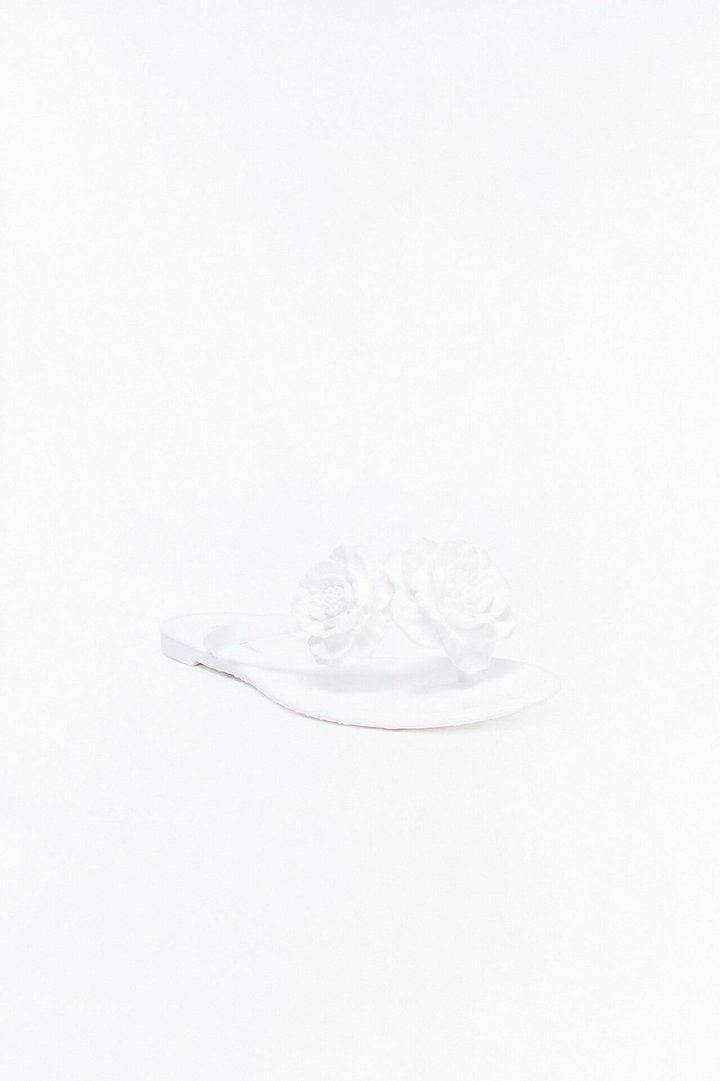 Frenchie Flower Flip Flops - White