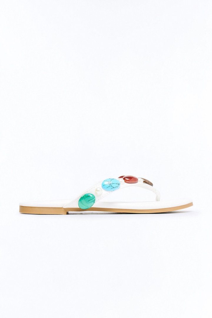 Addison Stone Flip Flops - White
