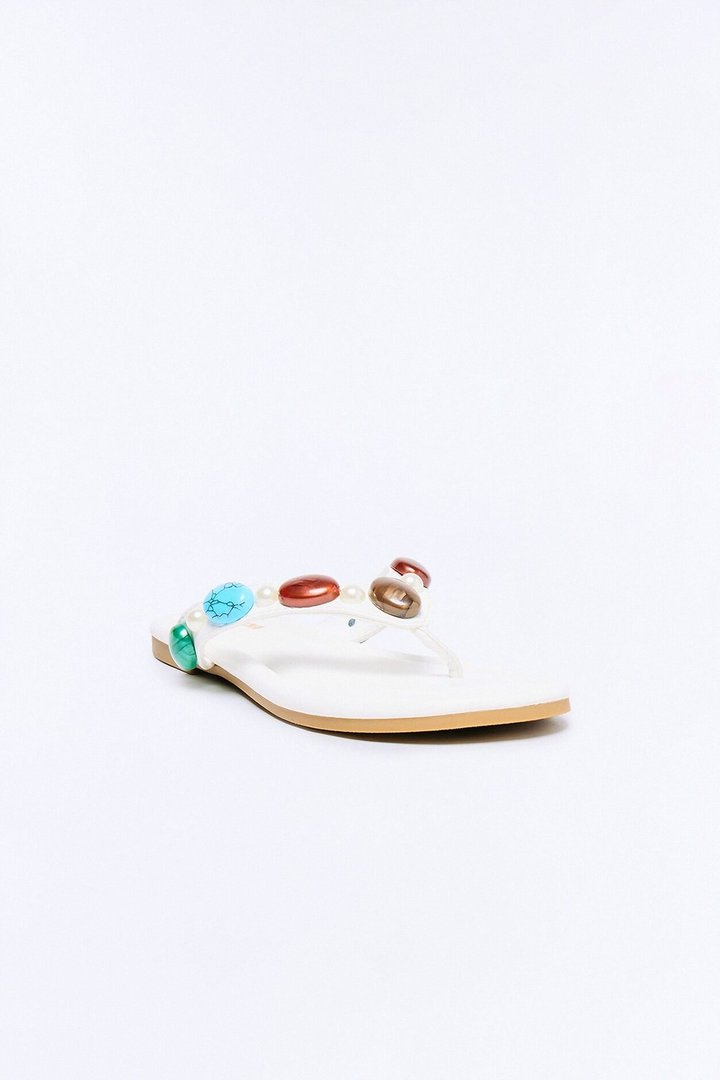 Addison Stone Flip Flops - White