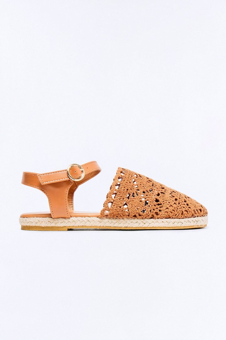 Mini Estelle Crochet Espadrille Flats - Tan