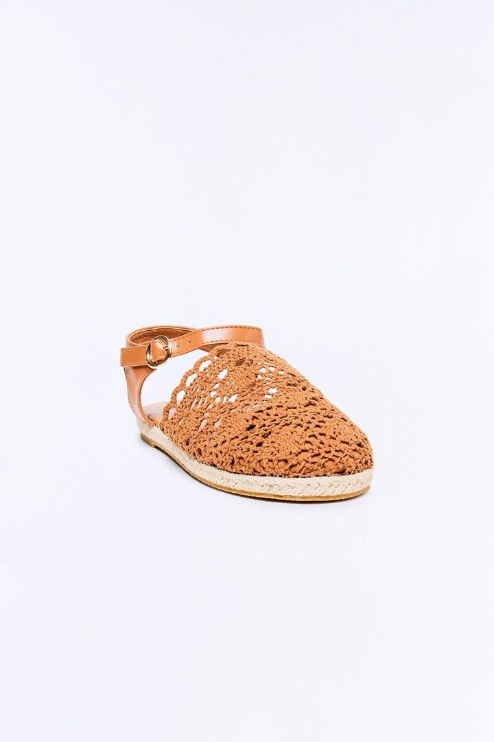 Mini Estelle Crochet Espadrille Flats - Tan