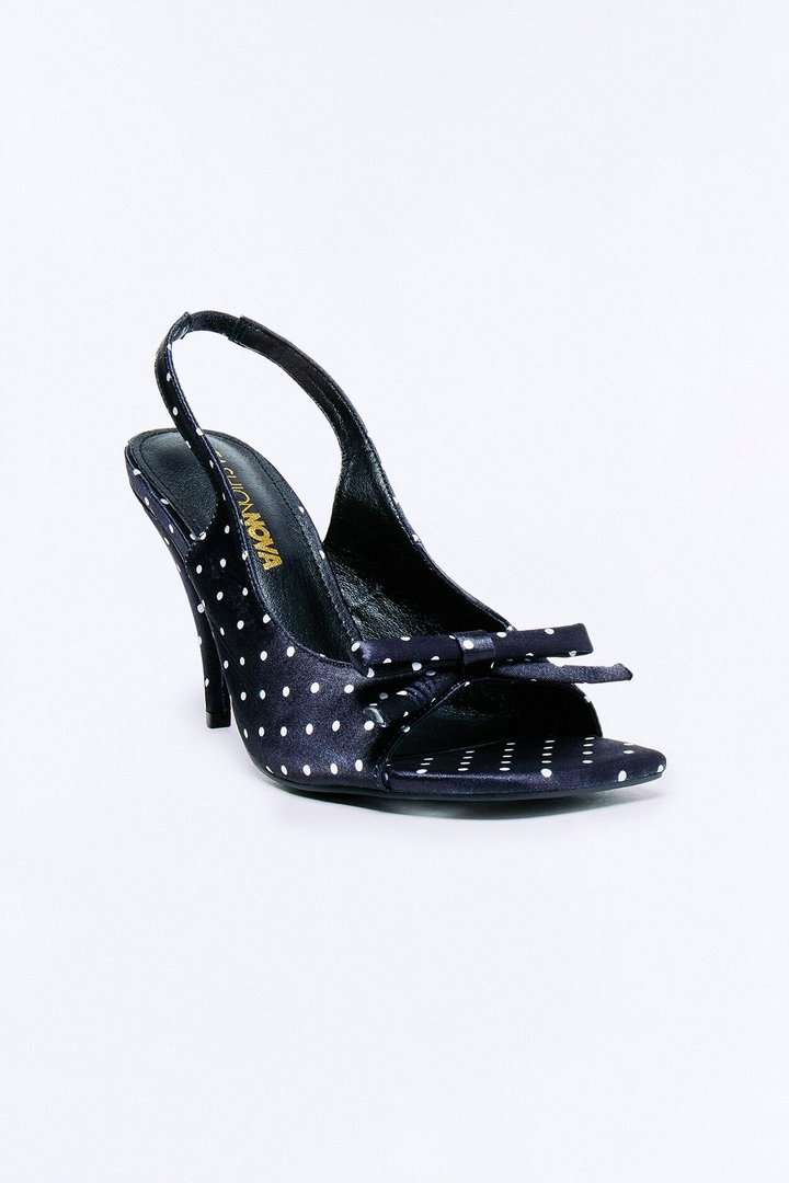 Adorbs Bow Slingback Heels - Black/White