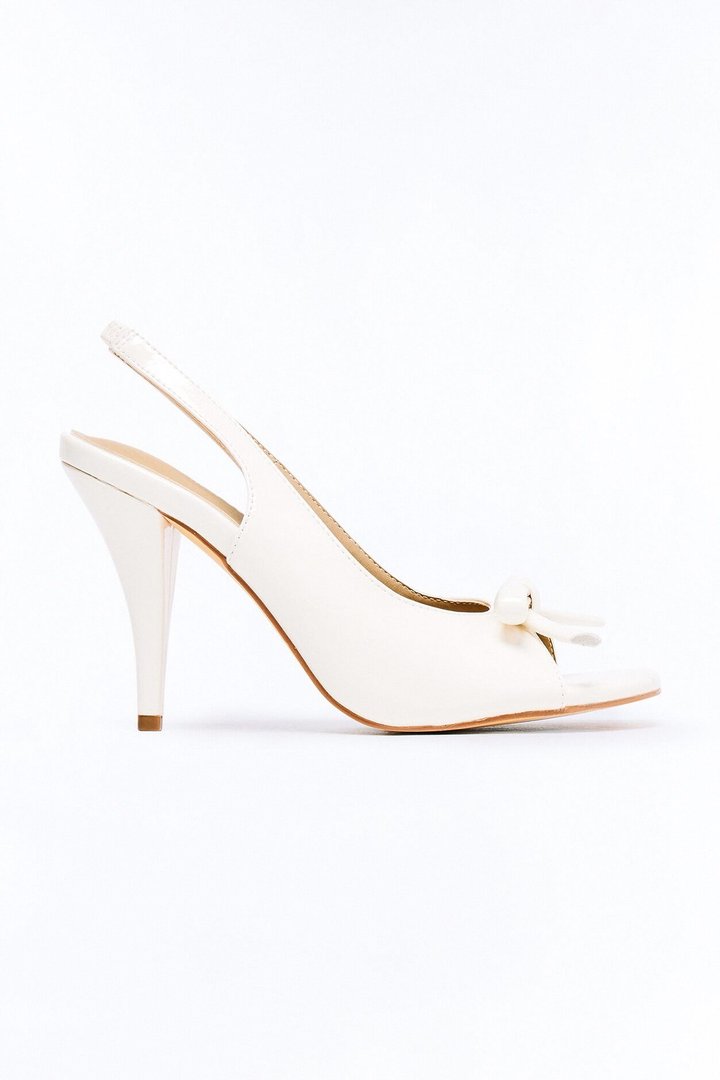 Adorbs Bow Slingback Heels - Cream