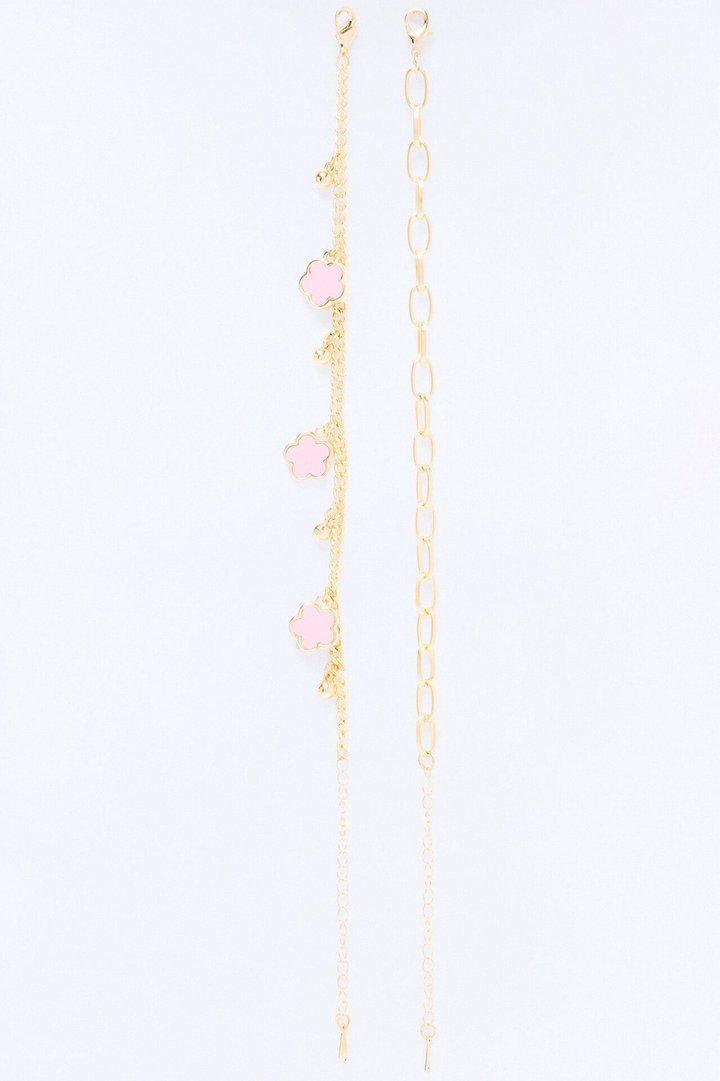 Weekend Things Clover Anklet - Gold/Pink
