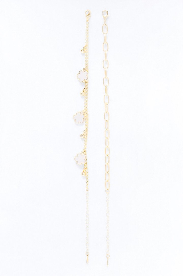 Weekend Things Clover Anklet - White/Gold